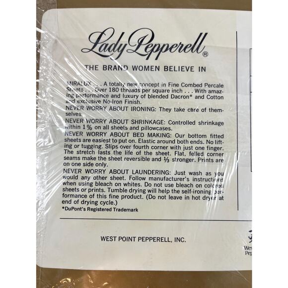 Lady Pepperell Miralux Percale Double Flat Sheet Solid Blue New Dead Stock - Picture 6 of 8